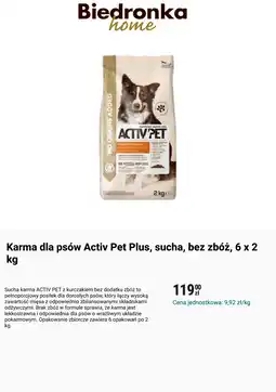 Biedronka Karma dla psów Activ Pet Plus, sucha, bez zbóż oferta