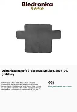 Biedronka Ochraniacz na sofę 3-osobową Smukee, 280x179, grafitowy oferta