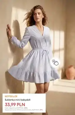 Sinsay Sukienka mini babydoll oferta