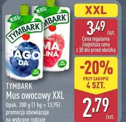 ALDI Mus owocowy Tymbark XXL Jabłko Banan Jagoda bez dodatku cukru oferta