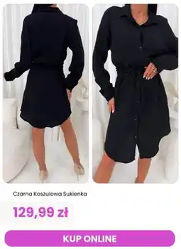 Modna Kiecka Sukienka koszulowa czarna ModnaKiecka.pl oferta