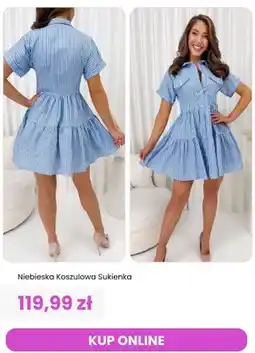 Modna Kiecka Sukienka koszulowa ModnaKiecka.pl niebieska oferta