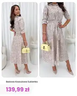 Modna Kiecka Sukienka koszulowa beżowa ModnaKiecka.pl oferta