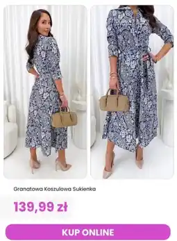 Modna Kiecka Sukienka koszulowa granatowa ModnaKiecka.pl oferta