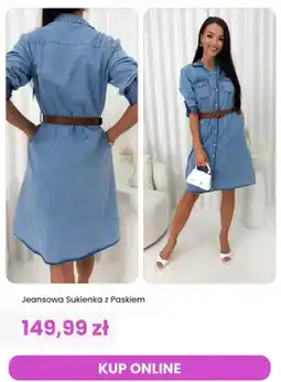 Modna Kiecka Sukienka jeansowa z paskiem ModnaKiecka.pl oferta