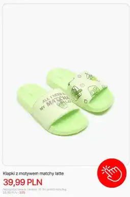 Cropp Klapki Cropp z motywem matchy latte oferta