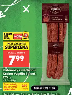 Biedronka Kabanosy z wędzarni Kraina Wędlin Select oferta