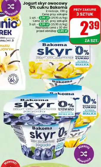 Dino Jogurt skyr owocowy 0% cukru Bakoma oferta