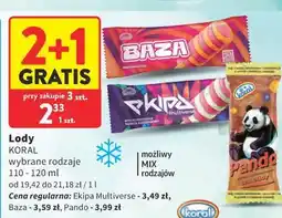 Intermarche Lody KORAL wybrane rodzaje oferta