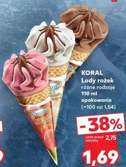 Kaufland Koral Lody rożek różne rodzaje oferta