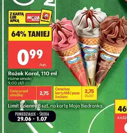 Biedronka Lody Rożek Koral truskawkowy oferta