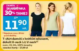 Auchan T-shirt damski z krótkim rękawem, dekolt U-neck lub V-neck oferta