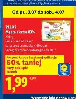 Lidl Masło ekstra 83% Pilos oferta
