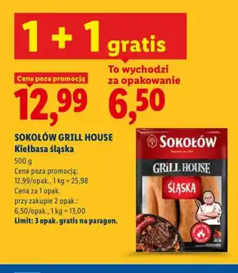 Lidl Kiełbasa śląska Sokołów Grill House oferta
