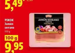 Lidl Szynka Jamón serrano Pikok oferta