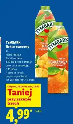 Lidl Nektar owocowy Tymbark oferta