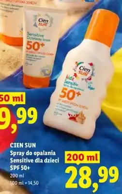 Lidl Spray do opalania Sensitive dla dzieci Cien Sun SPF 50+ oferta