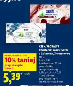 Lidl Chusteczki kosmetyczne z balsamem 3-warstwowe Cien Balsam Aloes oferta