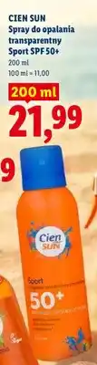 Lidl Spray do opalania transparentny Sport Cien Sun SPF 50+ oferta