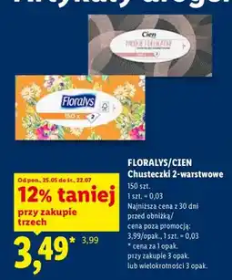 Lidl Chusteczki kosmetyczne 2-warstwowe Cien Miękkie i Delikatne oferta