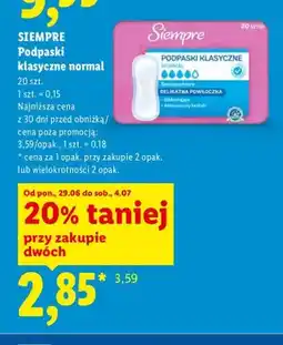 Lidl Podpaski klasyczne normal Siempre oferta