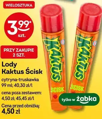 Żabka Lody Kaktus Ścisk cytryna-truskawka oferta
