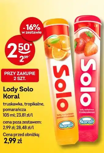 Żabka Lody Solo Koral oferta