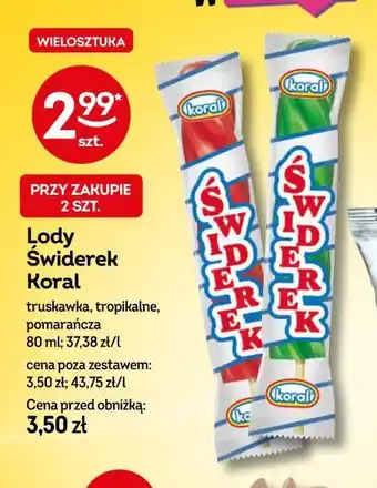 Żabka Lody Świderek Koral oferta