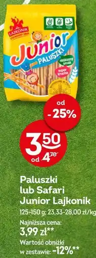 Żabka Paluszki lub Safari Junior Lajkonik oferta