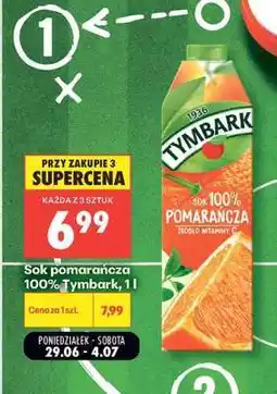 Biedronka Sok pomarańcza 100% Tymbark, 1l oferta