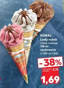Kaufland KORAL Lody rożek różne rodzaje 110 ml opakowanie oferta
