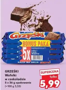 Kaufland GRZEŚKI Wafelki w czekoladzie 5 x 36 g opakowanie (=100 g 3,33) oferta