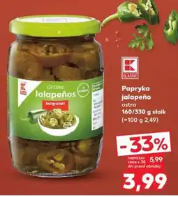 Kaufland Papryka jalapeño ostra 160/330 g słoik oferta