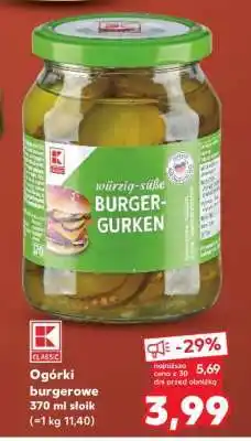 Kaufland Ogórki burgerowe 370 ml słoik oferta
