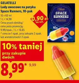Lidl GELATELLI Lody owocowe na patyku Space Runners, 10-pak oferta