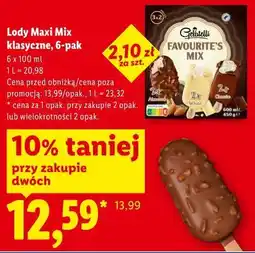 Lidl Gelatelli Lody Maxi Mix klasyczne, 6-pak oferta