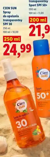 Lidl CIEN SUN Spray do opalania transparentny SPF 30 oferta