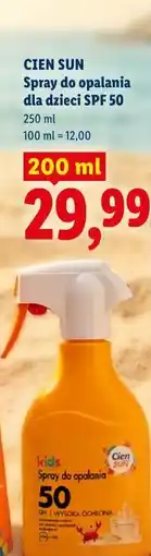 Lidl CIEN SUN Spray do opalania dla dzieci SPF 50 oferta