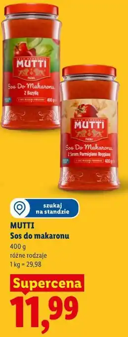 Lidl MUTTI Sos do makaronu oferta