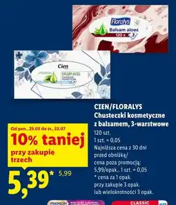 Lidl CIEN/FLORALYS Chusteczki kosmetyczne z balsamem, 3-warstwowe oferta
