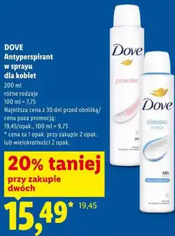 Lidl DOVE Antyperspirant w sprayu dla kobiet oferta