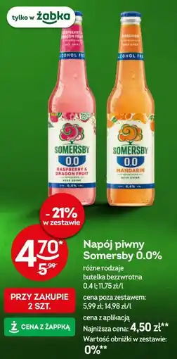 Żabka Napój piwny Somersby 0.0% oferta