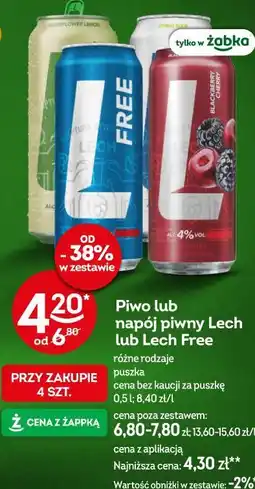 Żabka Piwo lub napój piwny Lech lub Lech Free oferta