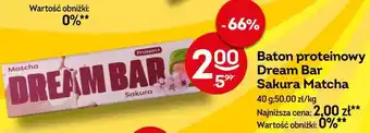 Żabka Baton proteinowy Dream Bar Sakura Matcha oferta