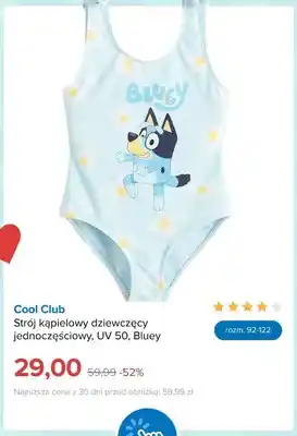Strój kąpielowy dziewczęcy jednoczęściowy Cool Club UV 50 Bluey