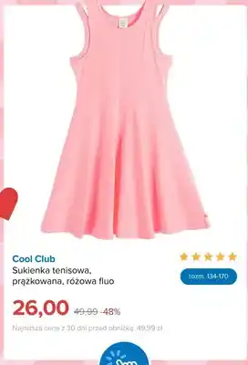 Sukienka tenisowa prążkowana różowa fluo Cool Club