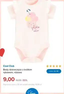 Smyk Body dziewczęce z krótkim rękawem Cool Club różowe oferta