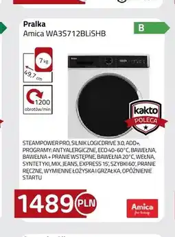 Kakto Pralka Amica WA3S712BLISHB oferta