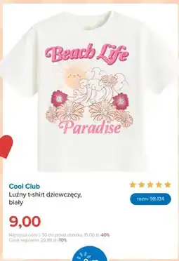 Smyk T-shirt dziewczęcy Cool Club luźny biały oferta