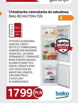 Kakto Chłodziarko-zamrażarka do zabudowy Beko BCHA275K41SN oferta